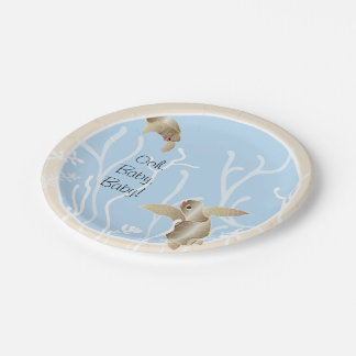 Paper Plates "Turtle Blue Tan"