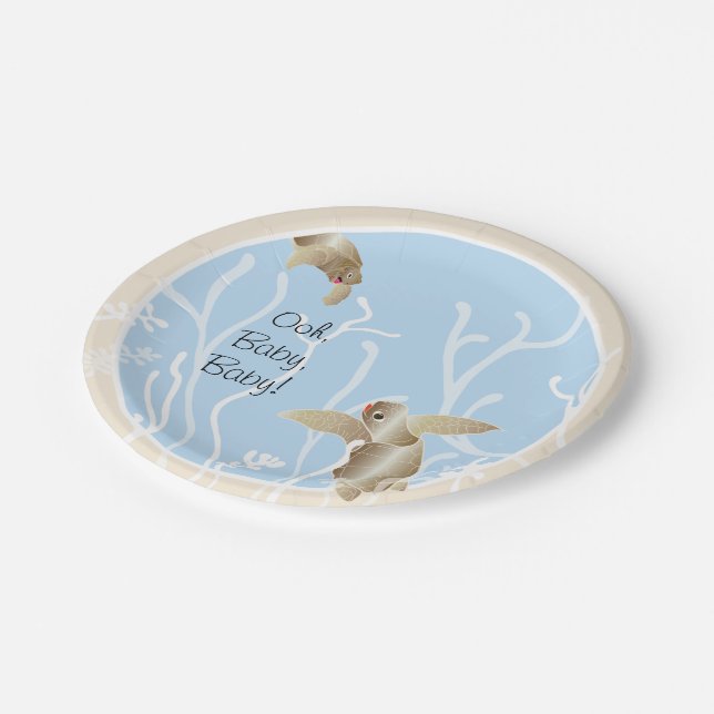 Paper Plates "Turtle Blue Tan" (Angled)