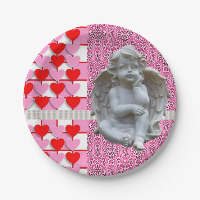 Paper plates Valentine's Day, Angel (Front)