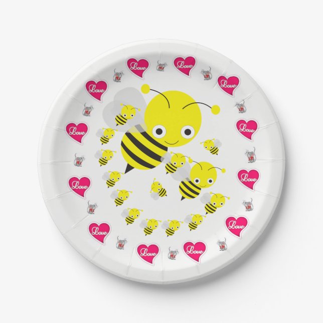 Paper plates Valentine's Day Bumblebee Mice (Front)