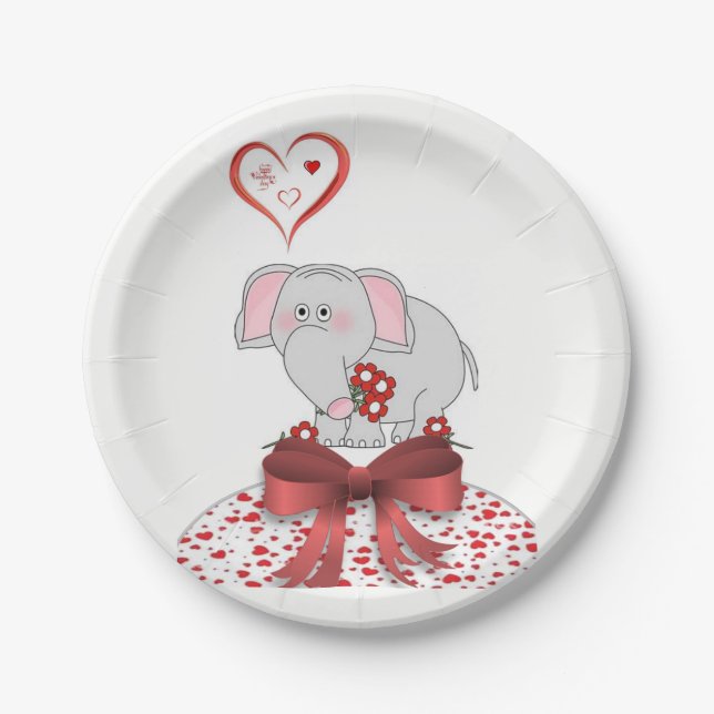 Paper plates Valentine's Day Elephant (Front)