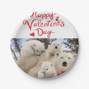 Paper plates Valentine's Day Polar Bears