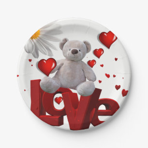 Paper plates Valentine's Day, Teddy Bear
