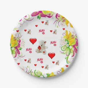 Paper plates Valentine's Day Teddy Bear