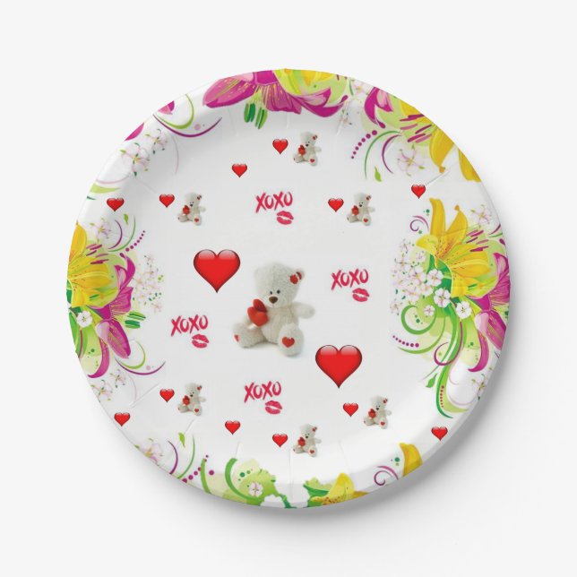 Paper plates Valentine's Day Teddy Bear (Front)