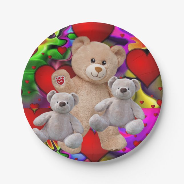 Paper plates Valentine's Day, Teddy Bear (Front)