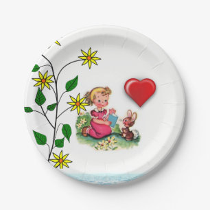 Paper plates Valentine's Day Vintage
