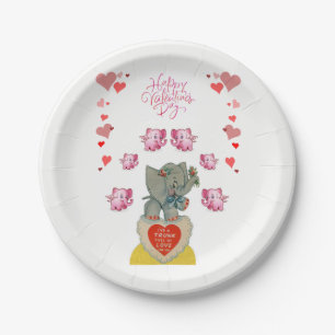 Paper plates Valentine's Elephant