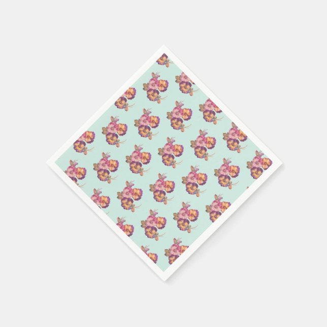 Paper Plates | Vintage Pansy Party Tableware Napkin (Corner)