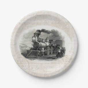 Paper Plates, Vintage Train Plate