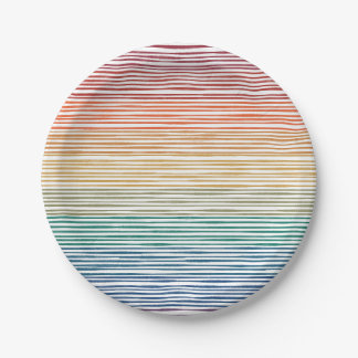 Paper Plates Watercolor Rainbow Stripe