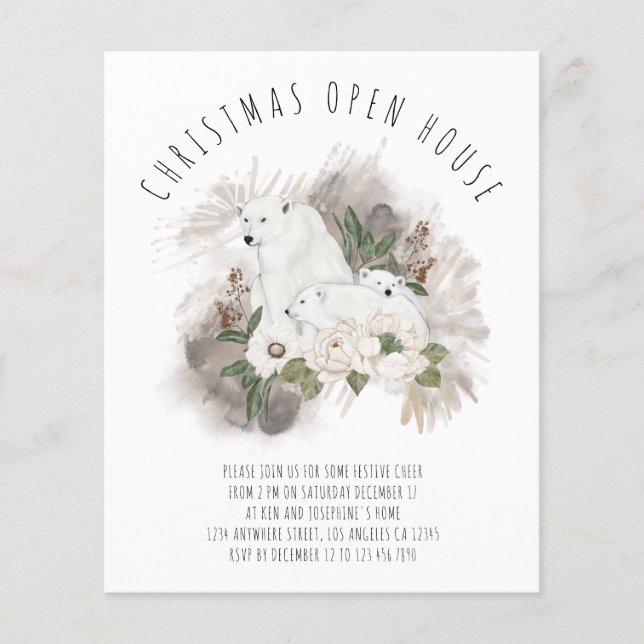 PAPER Polar Bear Christmas Open House Invite (Front)