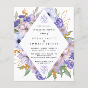 PAPER Purple Floral Rehearsal Dinner Invitation