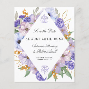PAPER Purple Floral Save the Date Card