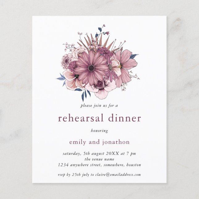 PAPER | Purple Florals Rehearsal Dinner Invitation (Front)