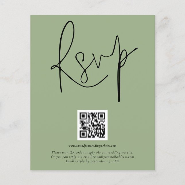 PAPER | QR Code Script Wedding Sage RSVP (Front)