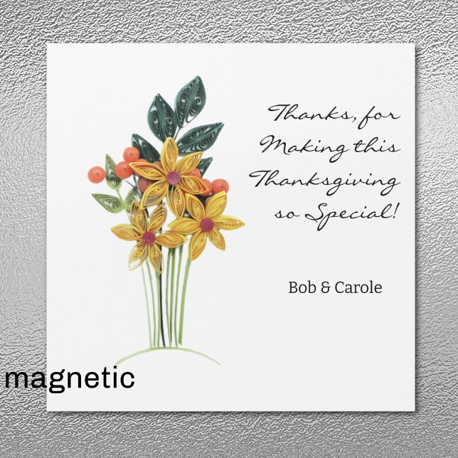 Paper Quilled Flowers Thank You Magnetic Card (Creator Uploaded)