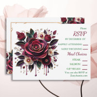 Paper Quilling Burgundy Roses and Pearls RSVP