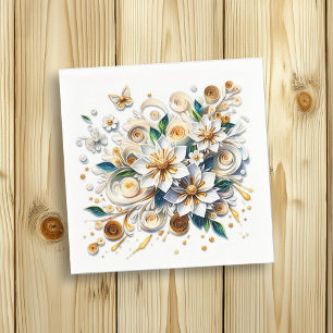 Paper Quilling Flowers and Butterflies Napkin