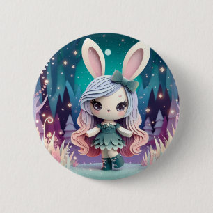Paper Rabbit Girl (Cute Origami) 2 Inch Round Button