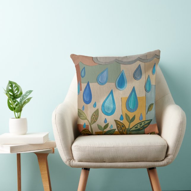 Paper Raindrops - Created Series Throw Pillow (Chair)