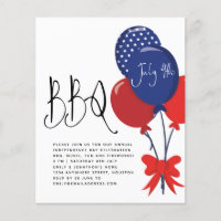 PAPER | Red White Blue Balloons July 4 BBQ Invite 