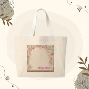 Paper Retro Texture Background, Your Name  Large Tote Bag