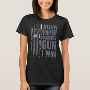 Paper Rock Scissors Gun 2a Gun Rights Ar15 Gun T-Shirt