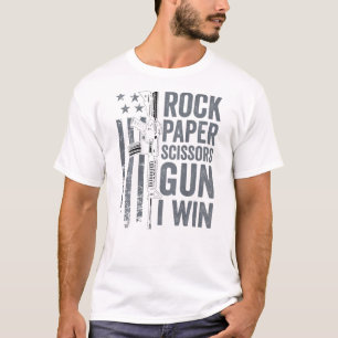 Paper Rock Scissors Gun Gun Rights Ar15 On Back T-Shirt