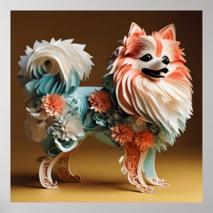 Paper Rococo Pomeranian Pastel Colours Poster