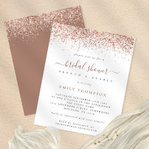 PAPER Rose Gold Glitter Bridal Shower Invitation