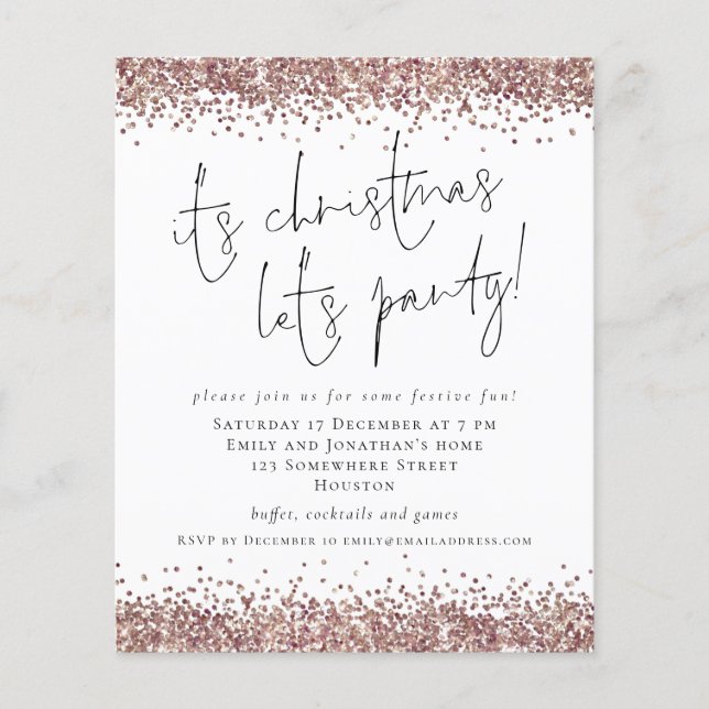 PAPER Rose Gold Glitter Its Christmas Lets Party  (Front)