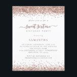 PAPER | Rose Gold Glitter Sweet Sixteen Invitation<br><div class="desc">A great value PAPER (not card) alternative WITHOUT ENVELOPES at SMALLER size 4.5” x 5.6” and at a budget price. (Standard A6 envelopes are the nearest size to fit). Rose Gold Glitter Sweet Sixteen Invitation. A border of rose gold glitter on each side, and sweet sixteen is in a handwriting...</div>