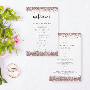 PAPER   Rose Gold Glitter White Wedding Program