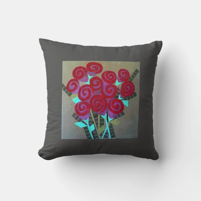 Paper Roses Throw Pillow (Front)