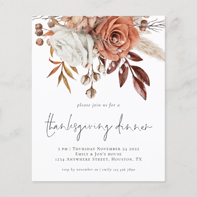 PAPER Rustic Fall Florals Thanksgiving Invitation (Front)
