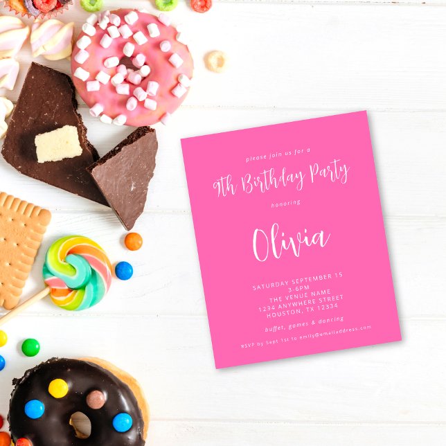 PAPER | Script Hot Pink 9th Birthday Party (Value paper alternative)