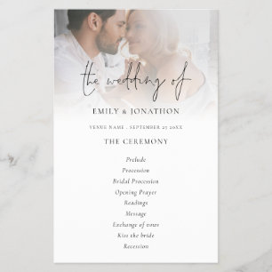 PAPER   Script Photo Black White Wedding Program
