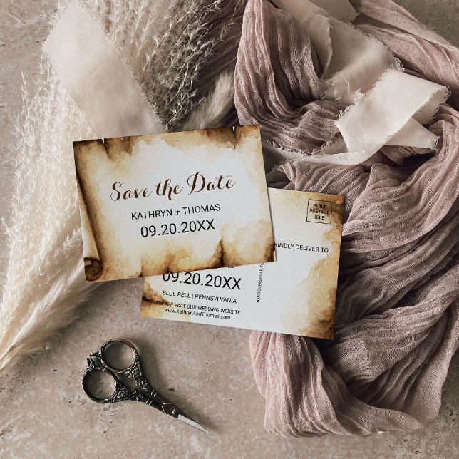 Paper Scroll Rustic Country Save the Date Card (Creator Uploaded)