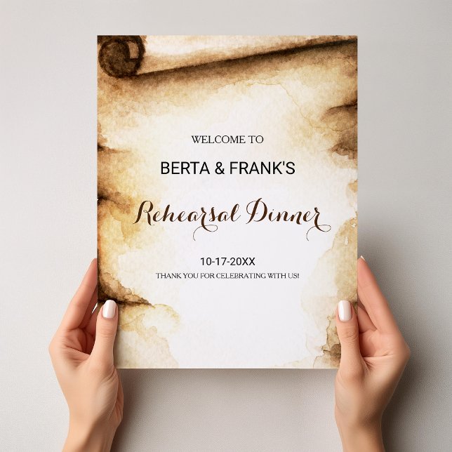 Paper Scroll Rustic Rehearsal dinner Welcome Poster (Creator Uploaded)