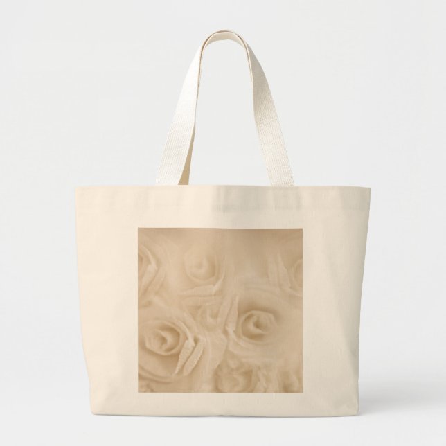 Paper Sepia Roses Large Tote Bag (Front)