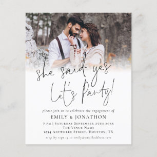 PAPER She Said Yes Photo Engagement Party Invite
