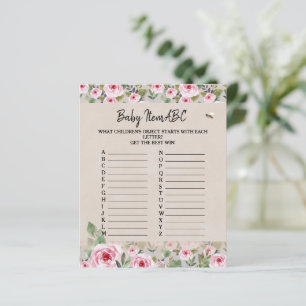Paper Sheet Baby shower game "Baby Item ABC". 