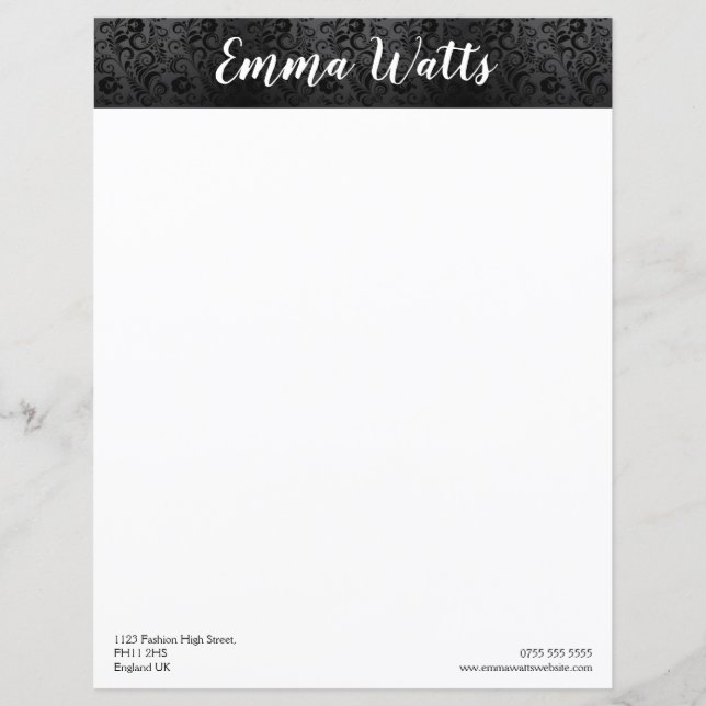 Paper Sheet - Black and White Signature Design (Front)