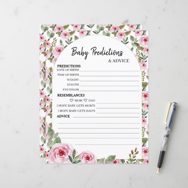  Paper Sheet game "Baby Predictions & ADVICE"  (Front/Back In Situ)