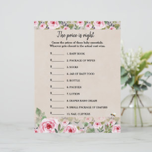 Paper Sheet game The price is right