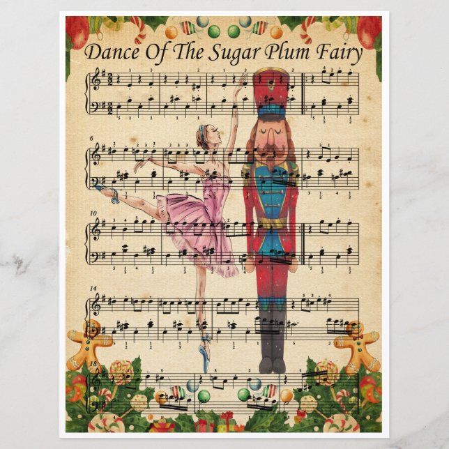 Paper Sheet Music Art-Dance Of The Sugarplum Fairy (Front)