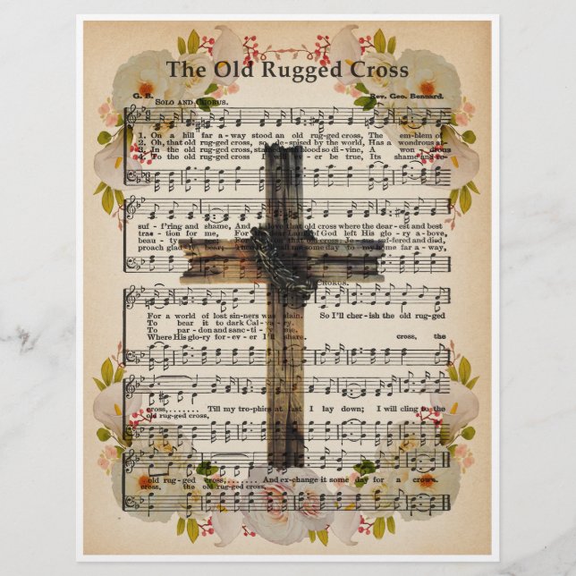 Paper Sheet Music Art-The Old Rugged Cross (Front)