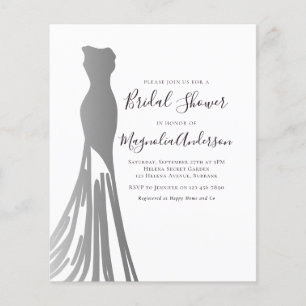 PAPER Silver Foiil Dress Bridal Shower Invitation