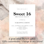 PAPER Simple Any Colour Sweet 16 Birthday Invite<br><div class="desc">PAPER Simple Text Any Colour Sweet 16 Birthday Invitation. A fully customisable,  value for money PAPER,  not card,  smaller 4.5 x 5.6 inch alternative supplied WITHOUT envelopes (A6 are the closest size to fit).</div>